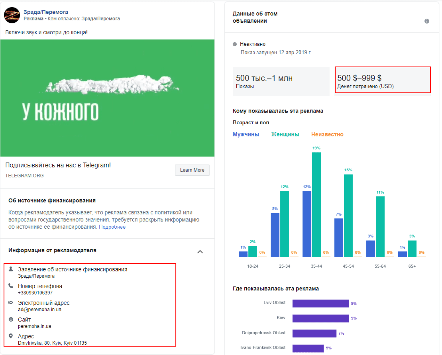 Информация о рекламодателе