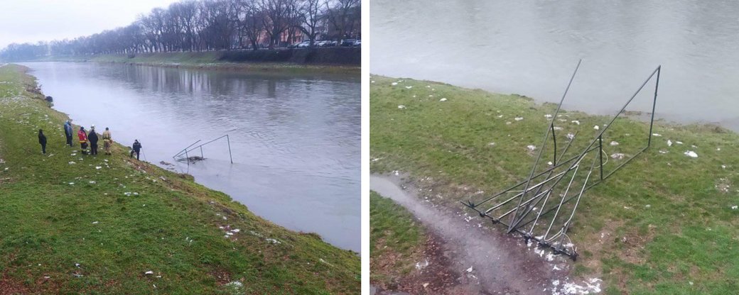 В Ужгороде вандалы скинули в реку восьмиметровую менору